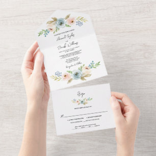 Casamento Russo Floral Elegante Azul Dusty com RSV