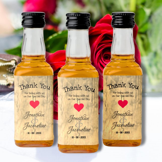 Casamento Russo Obrigado Nomes Personalizados Mini (Rustic Wedding Thank You Favors Script Chic Mini Liquor Bottle Labels - A Perfect Gift For Guests.)