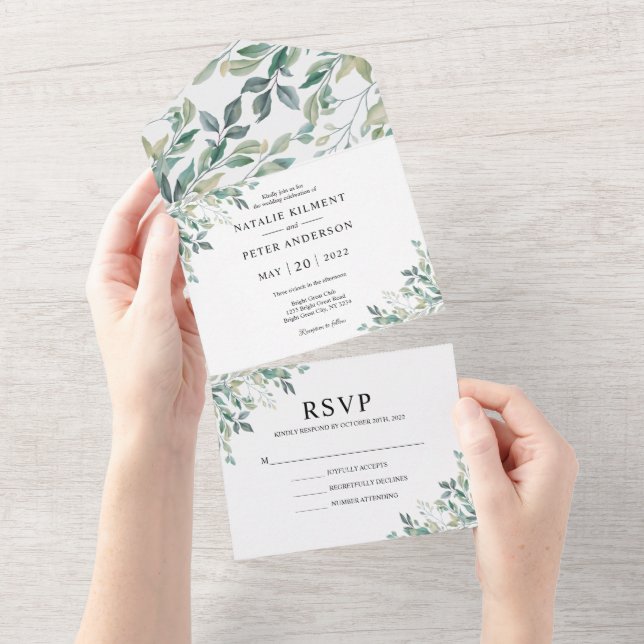 Casamento Russo Verde Elegante Eucalyptus Greenery (Tearaway)