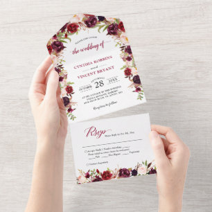 Casamento Rustic Burgundy Red Floral (Não é necess
