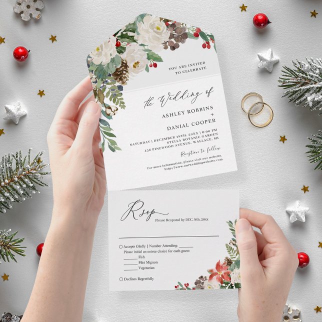 Casamento Rustic Chic Winter Floral Pine Berries (Criador carregado)