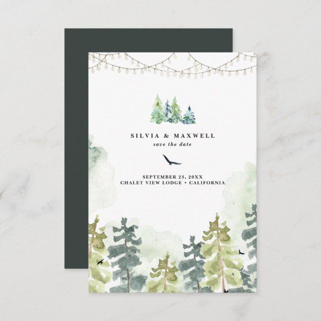 Casamento Rustic Forest Woods Salvar a Data (Frente/Verso)