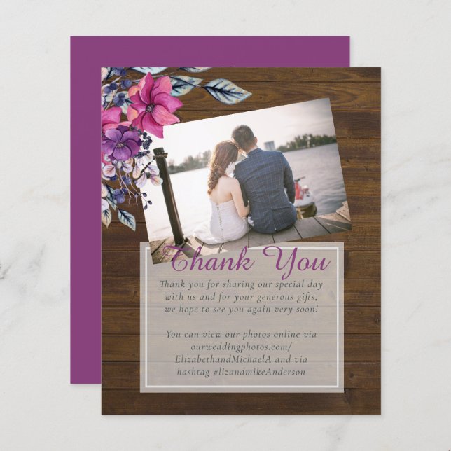 Casamento Rustic Fuchsia Floral Woodland (Frente/Verso)