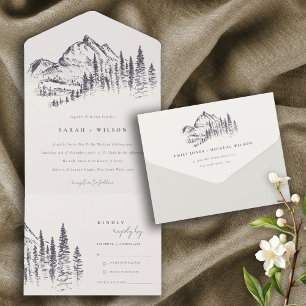 Casamento Rustic Marinho Pine Woods Mountain Sketc