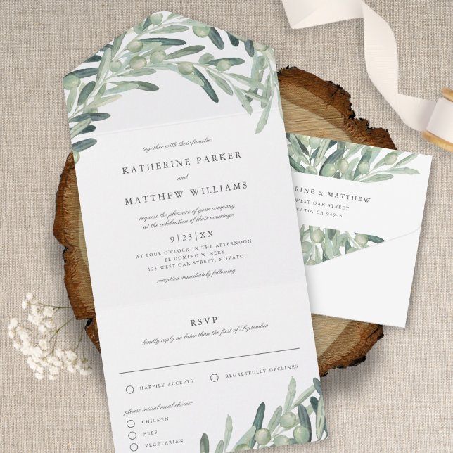 Casamento Rustic Olive Branch Watercolor (Criador carregado)