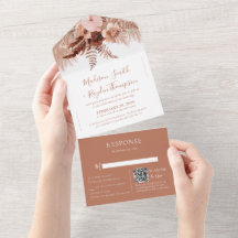 Casamento Rustic QR Code Terracotta Pampas Grass