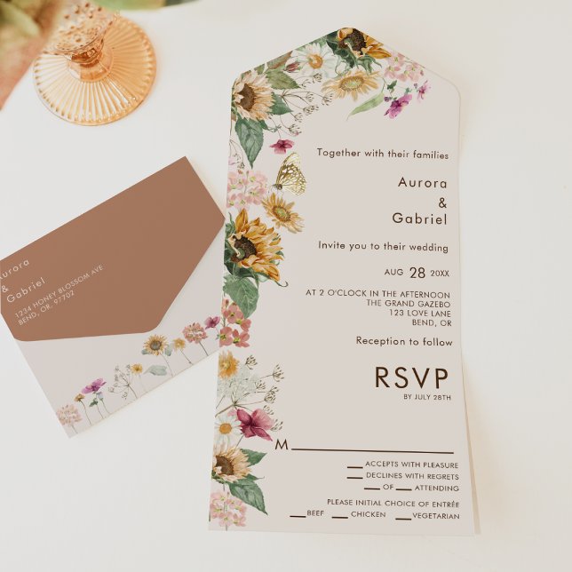 Casamento Rustic Sunflower Beige Entree Choice RSV (Criador carregado)