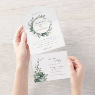 Casamento Rustic Watercolor Green Foliage Wreath
