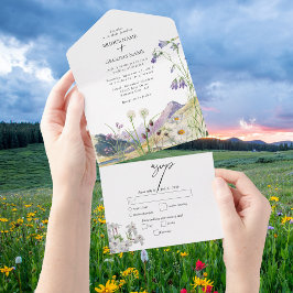 Casamento Rustic Watercolor Wildflower Mountain