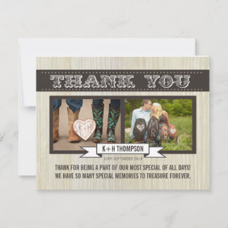 Casamento Rustic White Wood Obrigado Cartões com f