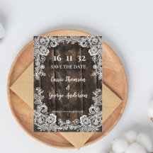 Casamento Rustic Wood Lace Country Salve a Data