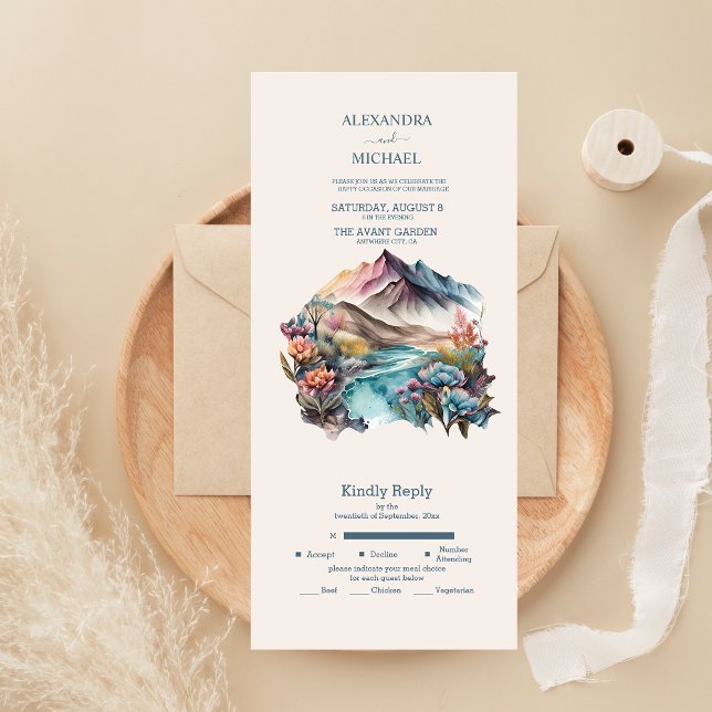 Casamento Rústico Boho Aquarela Montanha Tudo Em U (Criador carregado)
