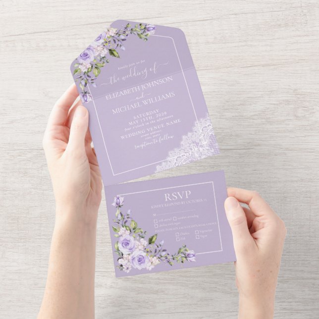 Casamento Rústico da Lavanda Lilac Elegante (Aba destacável)