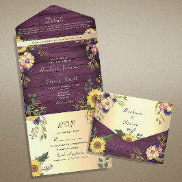 Casamento Rústico de Girassóis do País Roxo