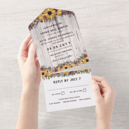 Casamento Rústico de Girassóis Pálidos de Madeira 