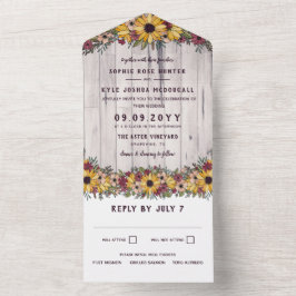 Casamento Rústico de Girassóis Pálidos de Madeira 