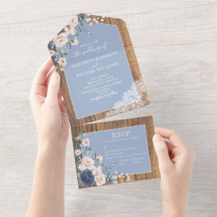 Casamento Rústico de Lace Russo com Blush Azul El