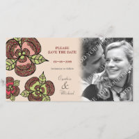 Casamento Salve a Data Cartão com fotos Blooms Jap