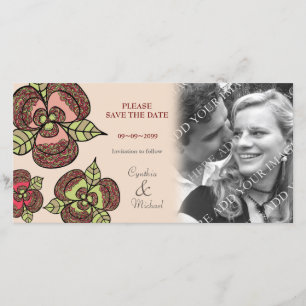 Casamento Salve a Data Cartão com fotos Blooms Jap
