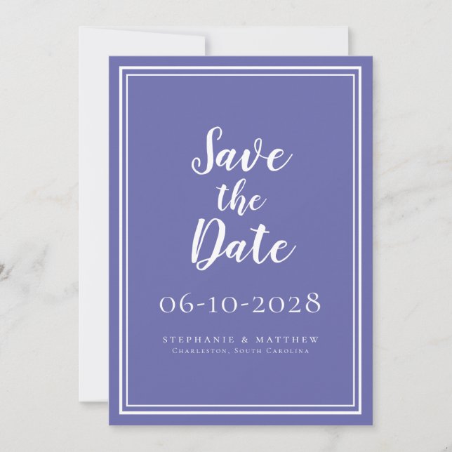 Casamento Save the Date Azul Periwinkle Branco Mod (Frente)