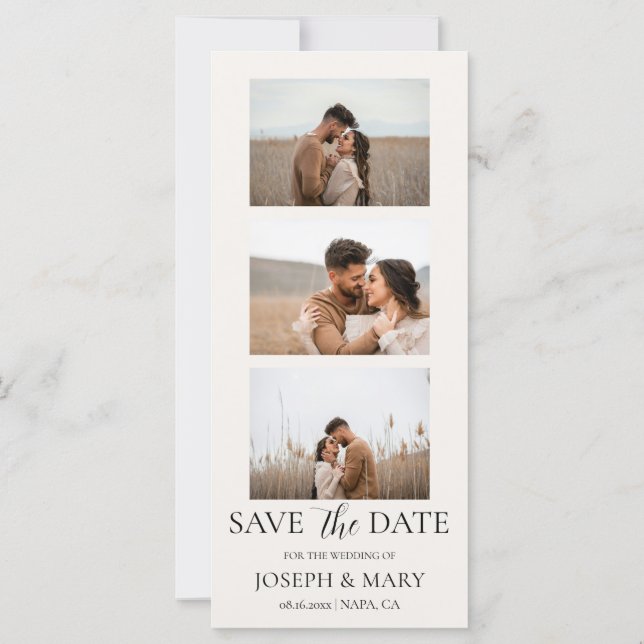 Casamento Save The Date Personalizável Foto Marfim (Verso)