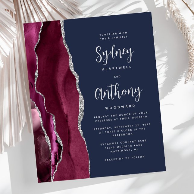 Casamento Script Navy Agata Prata Burgundy Orçamen (Criador carregado)