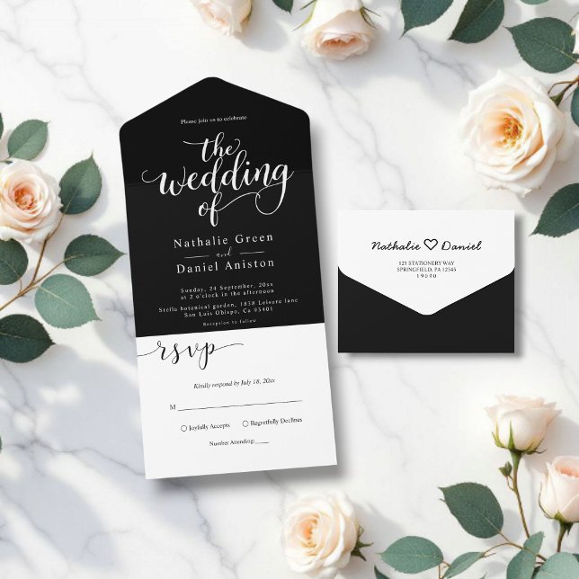 Casamento Simples Branco e Preto Delicado (Criador carregado)