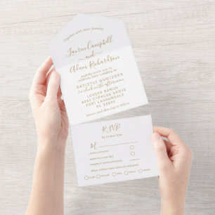 Casamento Simples Caligrafia Dourada e Branca