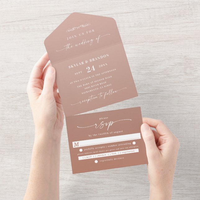Casamento Simples Clay Terracotta & Blush Ombre (Tearaway)