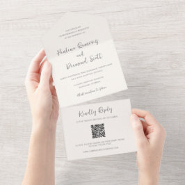 Casamento Simples com QR Code em Marfim Moderno