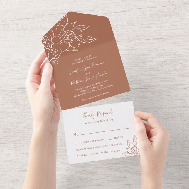 Casamento Simples de Boho Floral Terracotta (Aba destacável)