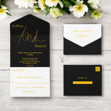 Casamento Simples De Dourado E Preto De Luxo Elega