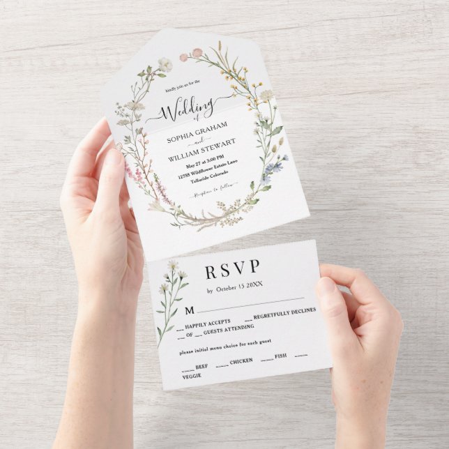 Casamento Simples de Flor Selvagem Rústica Moderna (Aba destacável)