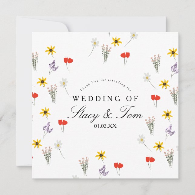 Casamento Simples De Flores Selvagens - Obrigado (Frente)