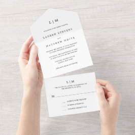 Casamento Simples de Monograma Branco e Preto Mini
