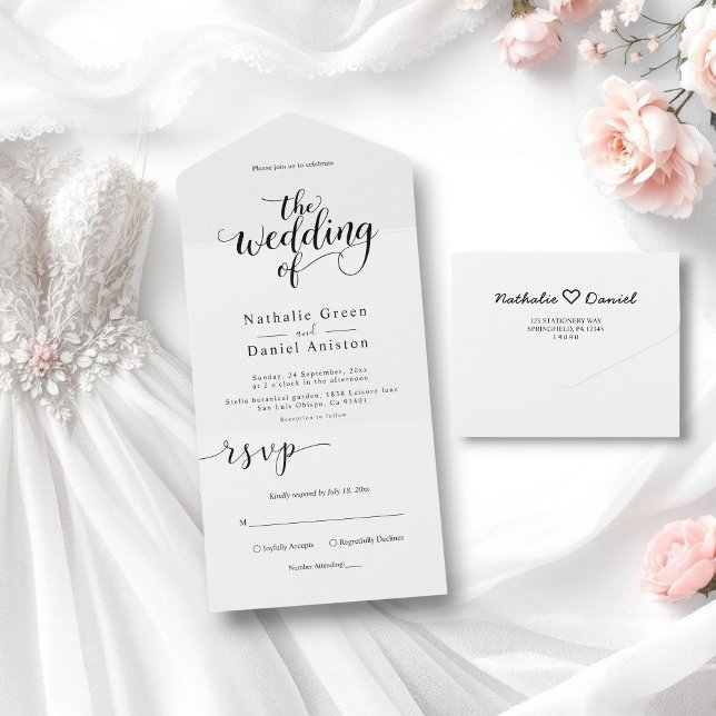 Casamento Simples de Script Branco e Preto Delicad (Criador carregado)