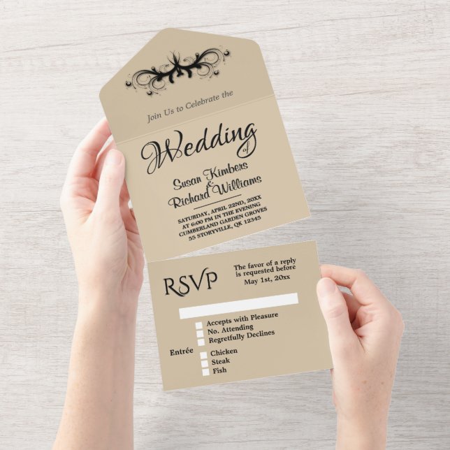 Casamento Simples De Tripla Sandstone w Rsvp (Aba destacável)