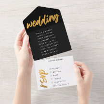Casamento Simples Dourado Moderno Negro