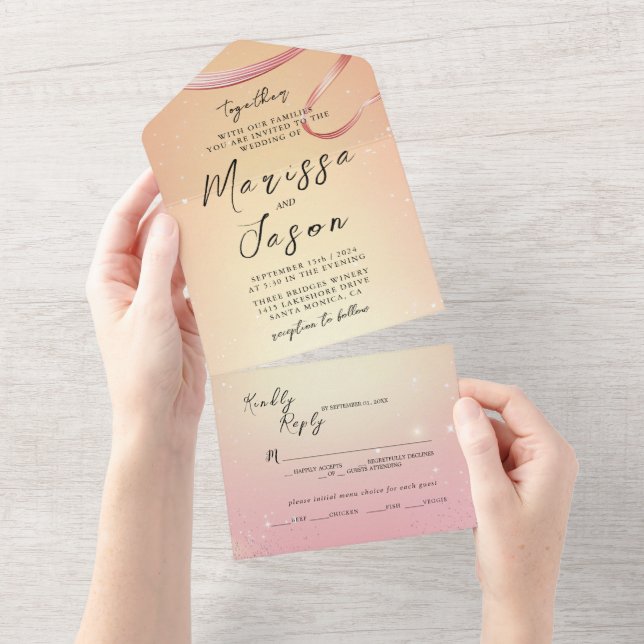 Casamento Simples e Elegante Amarelo e Rosa (Aba destacável)