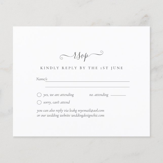Casamento simples e minimalista de RSVP branco sim (Frente)