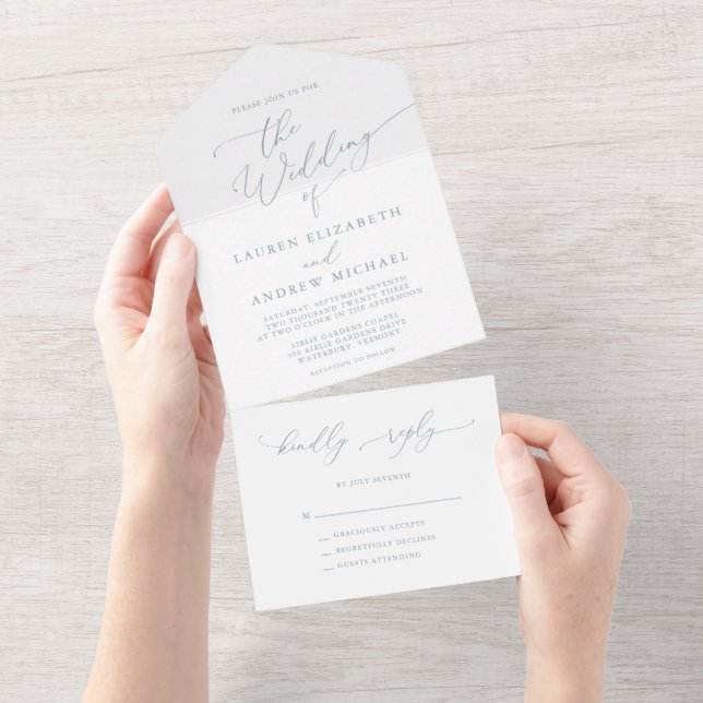Casamento Simples e Minimalista Dusty Blue (Aba destacável)
