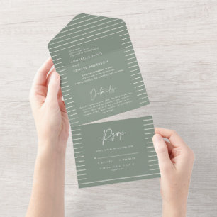 casamento simples e verde sábio tudo em um convite