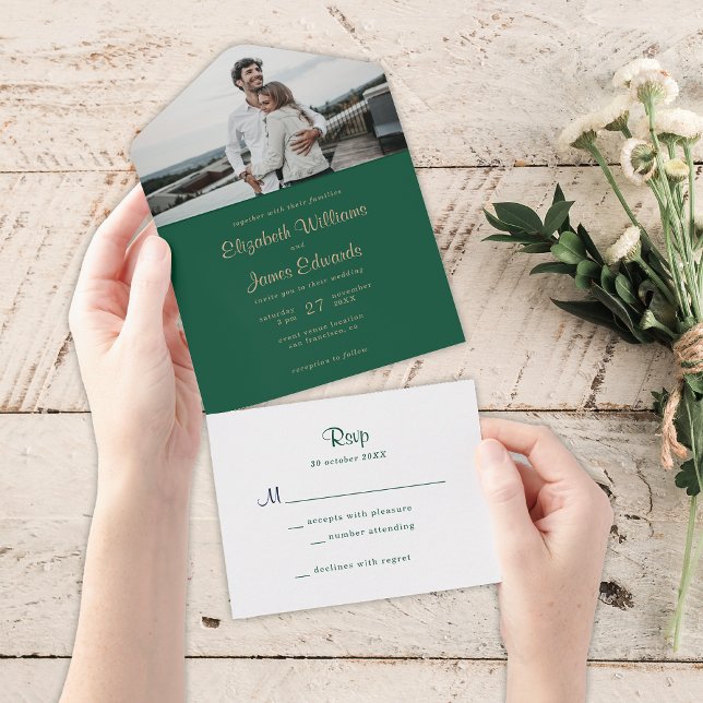 Casamento Simples Elegante Esmeralda Verde Dourado (Criador carregado)