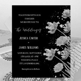 Casamento Simples Elegante Floral Branco e Preto