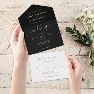 Casamento Simples Elegante Preto Dourado