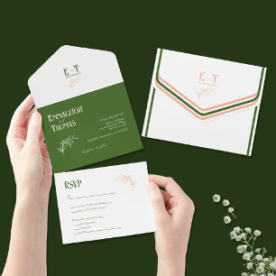 Casamento Simples Moderno Branco + Verde Pêssego