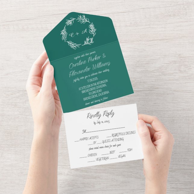 Casamento Simples Moderno Emerald Green (Aba destacável)