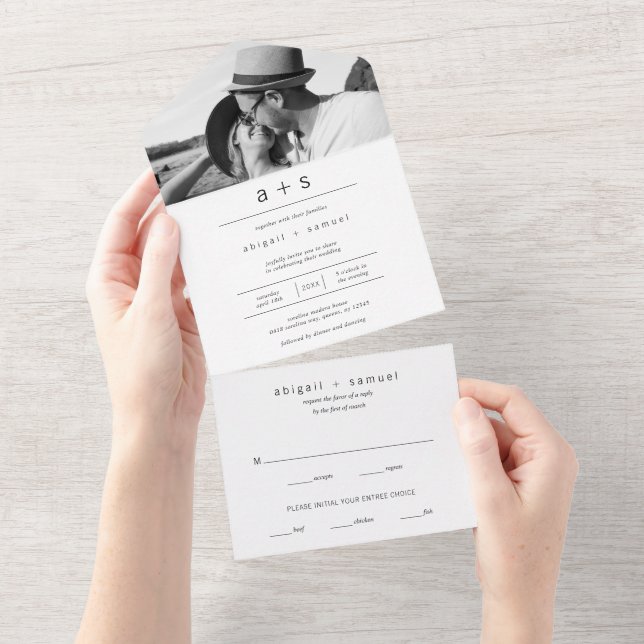 Casamento Simples Moderno Monograma de Foto Minima (Aba destacável)