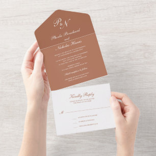 Casamento Simples Monograma Elegante Terracotta