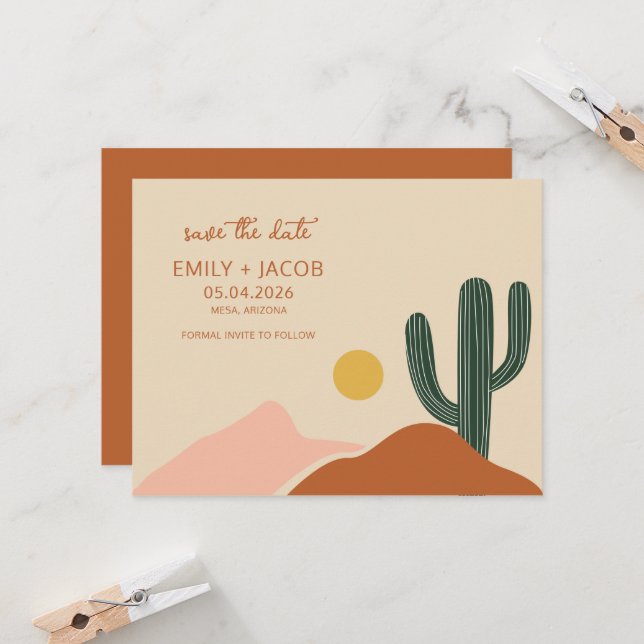 Casamento Simples no Deserto Boho Save the Date (Frente/Verso In Situ)